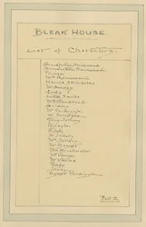 Lista postaci, ok. 1920 (pióro i atrament z toaletą na papierze)